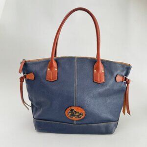 Vintage navy blue leather Dooney & Bourke handbag purse tote